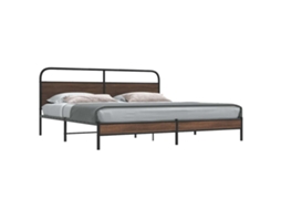Estrutura Cama Sem Colchão 180x200 Cm Metal Carvalho Castanho