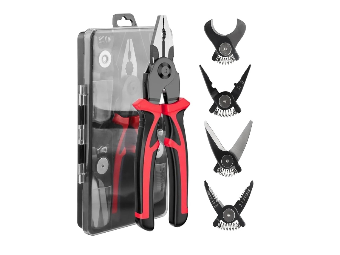 Conjunto De Alicates Combinados 5 Em 1, Incluindo Cortador Cabos, Decapador Fios, Ferramenta Crimpagem E Alicate Intercambiável T -aquaforge