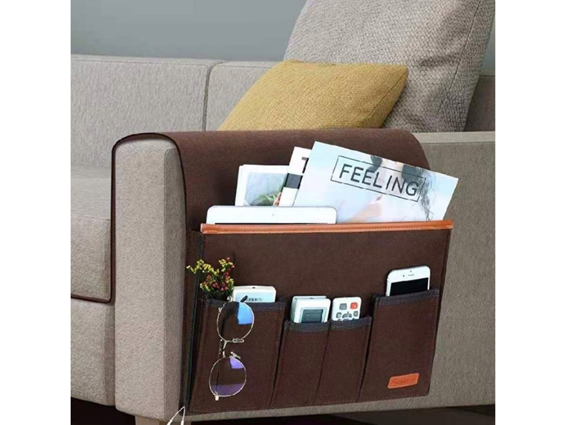 Organizador Para Braço De Sofá Com Bolsos Porta Controles Em Feltro