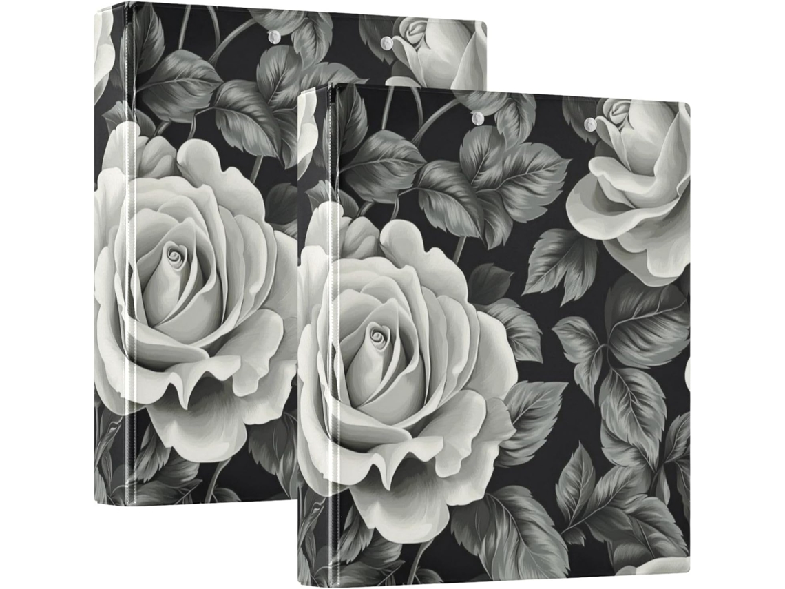 Pasta Escolar Beauty Spring Flowers New York Rose_4 De 1, 5 Polegadas, 3 Argolas Com Prancheta, Pacote Com 1 2 Pastas