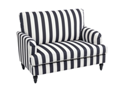 Poltrona de Veludo Listrado com Assento Largo e Molas em S 115x82x82 cm, Preta e Branca PRIME KANG