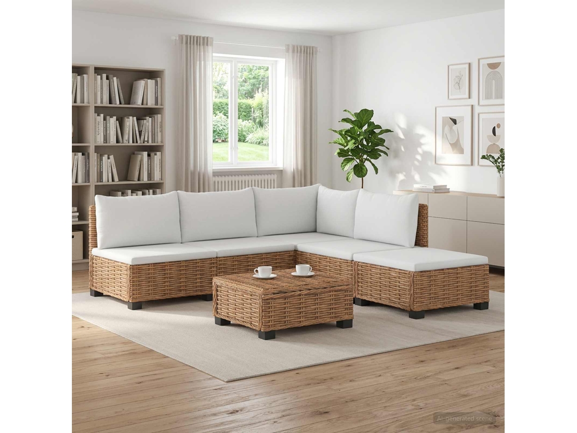 Vidaxl 6 Unid. Conjunto De Lounge Em Rattan Com Almofadas Gendt
