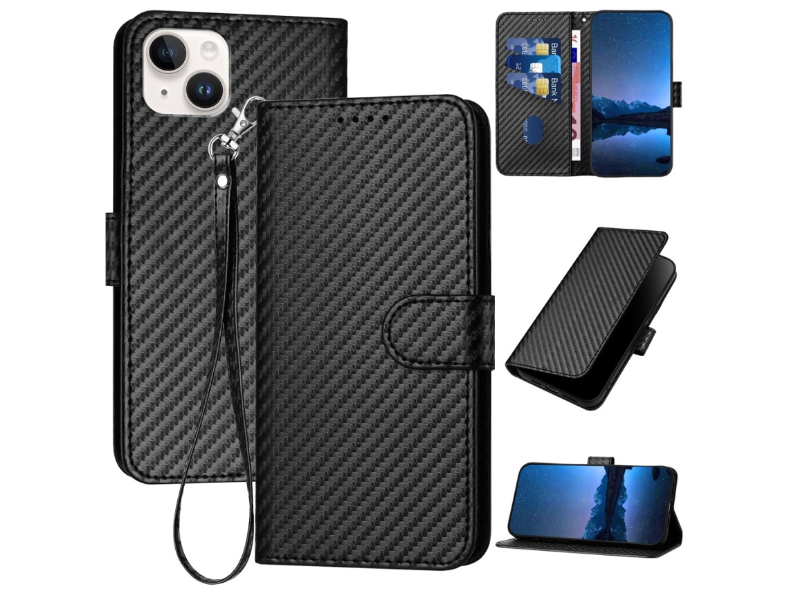 Capa Textura Fibra Para Iphone 15 Plus Preto