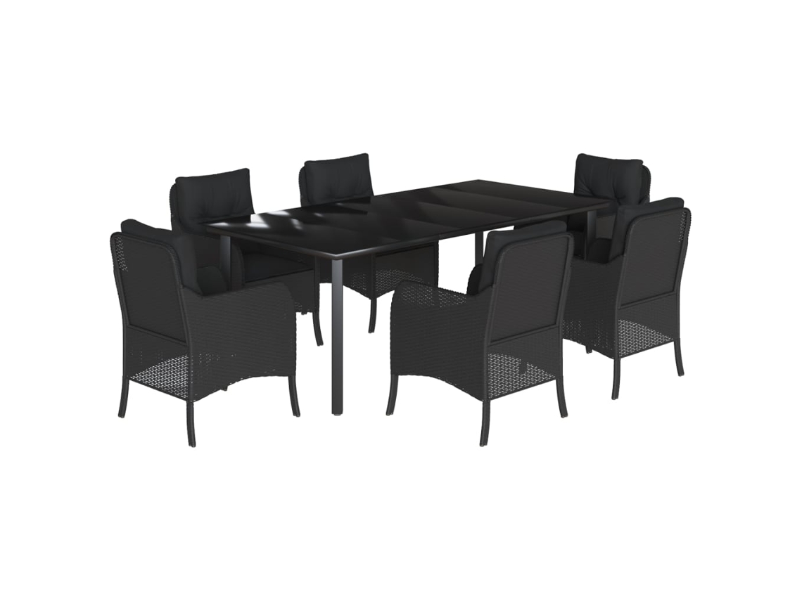 Garden Dining Set, Garden Dining Sets Vidaxl Preto Rattan / Vime (200 Cm Table Length)