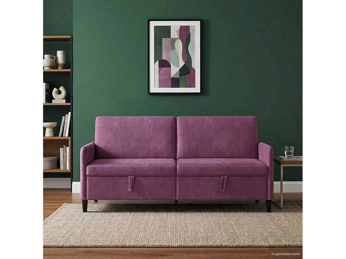 Vidaxl Sofa Com Armazenamento Roxo 192 X 78 X 87 Cm Poliéster