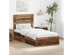 Vidaxl Estrutura Da Cama Com Gaveta Madeira Antiga 90 X 200 Cm