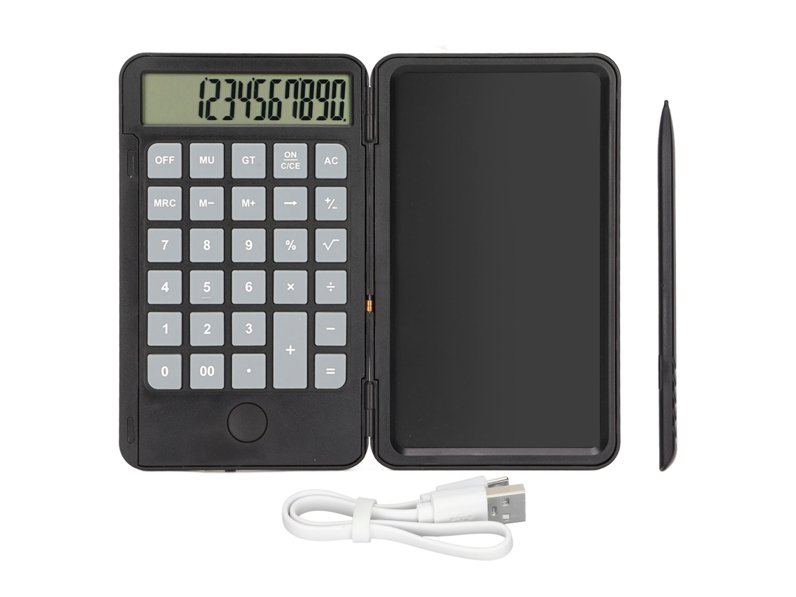Calculadora de bolsillo portátil 2 en 1 con tableta de escritura reutilizable y botón silencioso, 6,5 pulgadas | S/MARCA