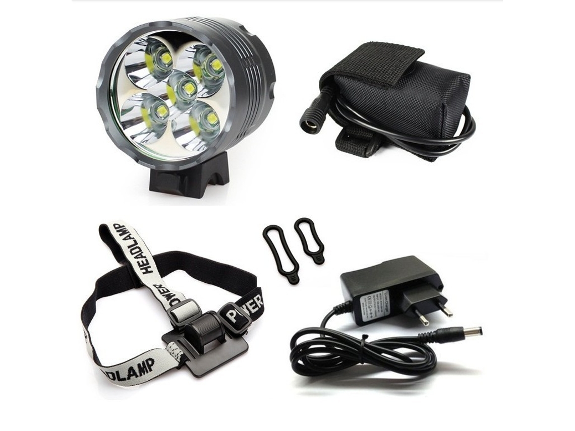 Luzes De Bicicleta, 6000 Lúmens, 5 Leds, Luz Dianteira à Prova Dágua Para Mountain Bike Com Bateria Recarregável, 3 Modos De Ilum Aquaforge