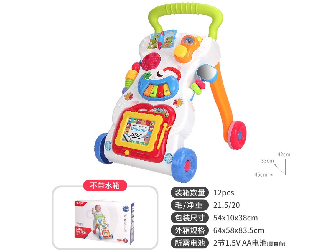 Andador de Brinquedo para Bebês de 6 a 18 Meses: Carrinho Anti tombamento, Musicalprancheta de Desenho Clássica/branca CHENNNLS