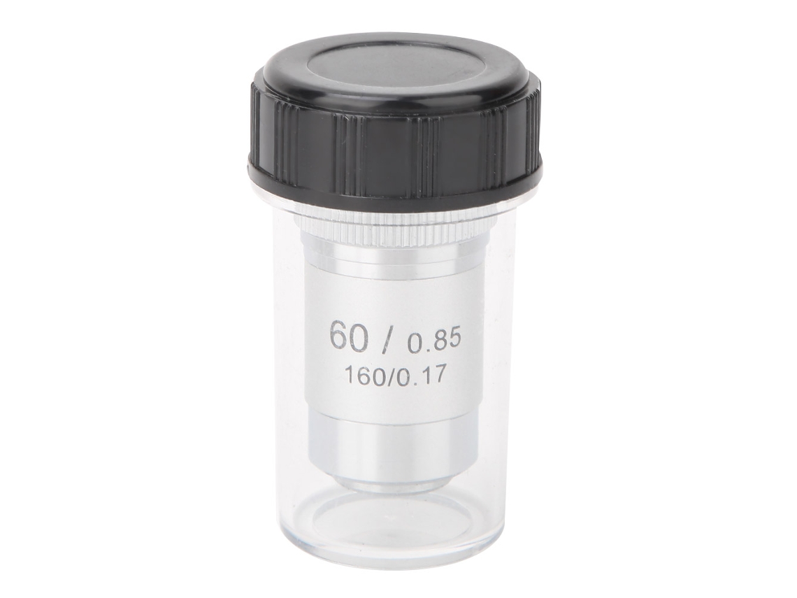 Lente Objetiva Acromática Allsteel 60x para Microscópios Biológicos com Interface Rms 20,2mm