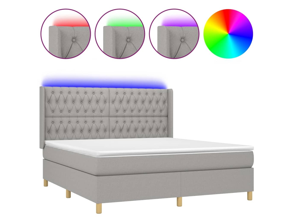 Box Spring Bed, Box Spring Beds Vidaxl Cinzeto Tecido (160 X 200 Cm)