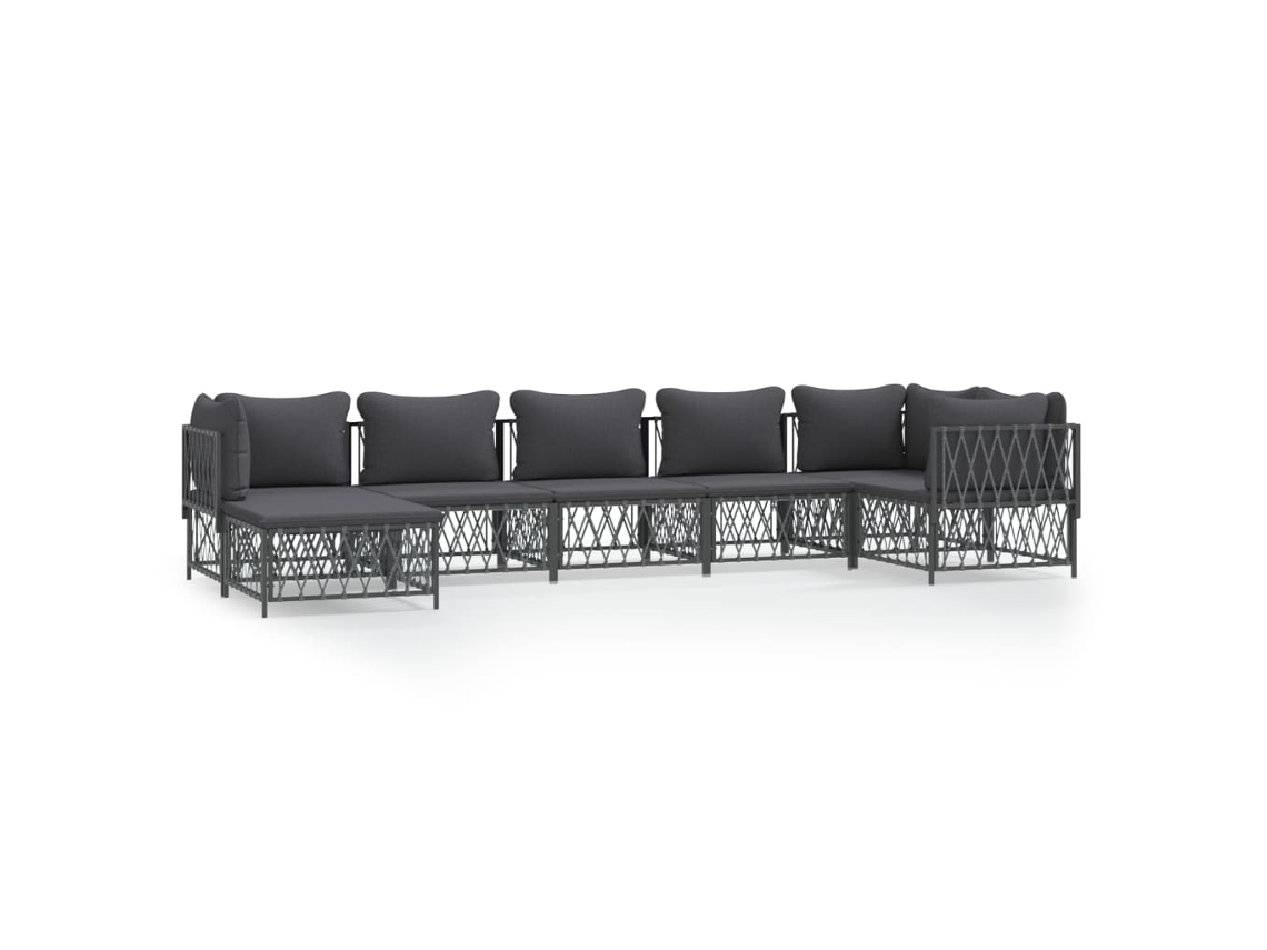 Maison Exclusive - 7 Pcs Conjunto Lounge De Jardim Com Almofadões Aço Antracite