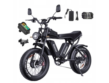 Vtt Bicicleta Elétrica Ridstar Q20 Pro 2000w 52v40ah 55kmh 90 120km Shimano 7 Velocidades 20 Preto Motoneve Bicicleta De Areia (pico 3000w)