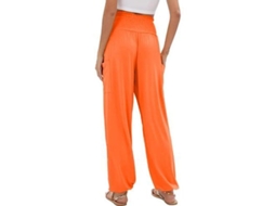 2026 pantalones Harem Mujer de Alto Talón Yoga Boho Con Bolsillos S Naranja