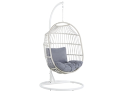 Silla Colgante Con Soporte Beliani Alba De Ratán Sintético Blanco 102x102x200