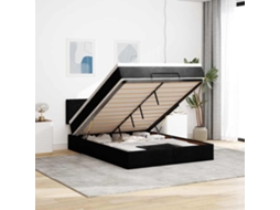 Vidaxl Cama Otomana Com Colchão 140x200 Cm Tecido Preto