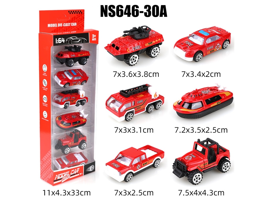 Miniaturas de Carros Deslizantes em Escala 1/64, Brinquedos Infantis MDUG (6 Carros)