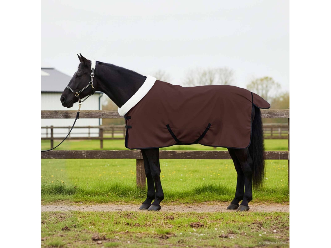 Vidaxl Cobertor De Cavalo Marrom Escuro Completo 75 Cm Fleece Polar