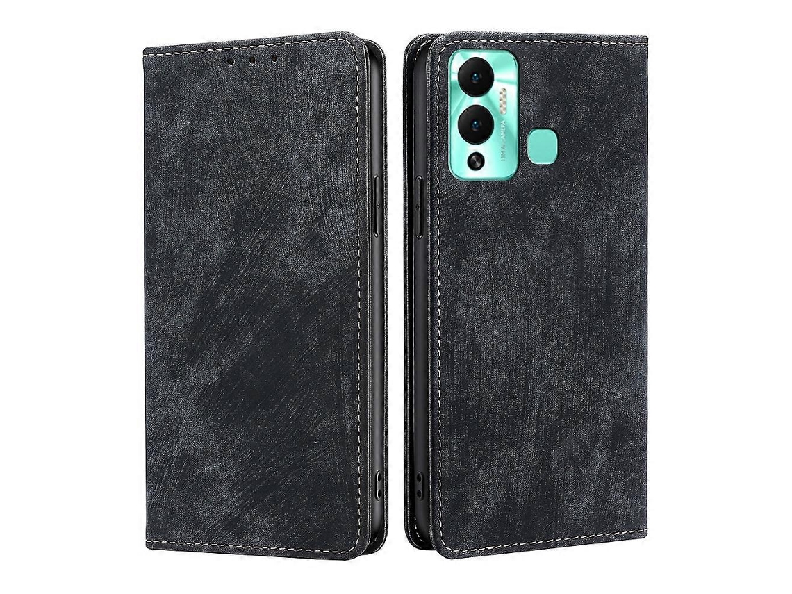 Capa De Celular Em Couro Sintético Escovado Com Proteção Rfid Antirroubo Para Infinix Hot 12 Play