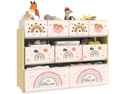 Organizer Of Toys Children Shelf For Toys With 9 Cestas Of Fabric No Tejida Extraíbles 93x30x70 Cm Yellow