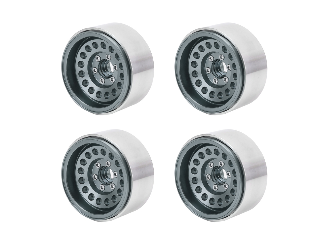 4 Pçs Cubo De Roda Crawler Rc 1/10 De Liga De Alumínio Leve Com Buraco Redondo Cor Titânio