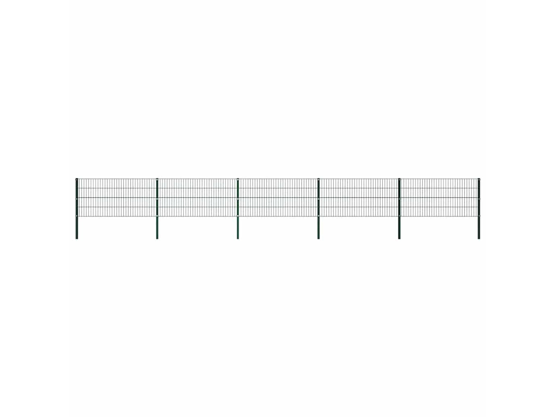 Vidaxl Painel De Vedação Com Postes De Ferro 867x80 Cm Verde