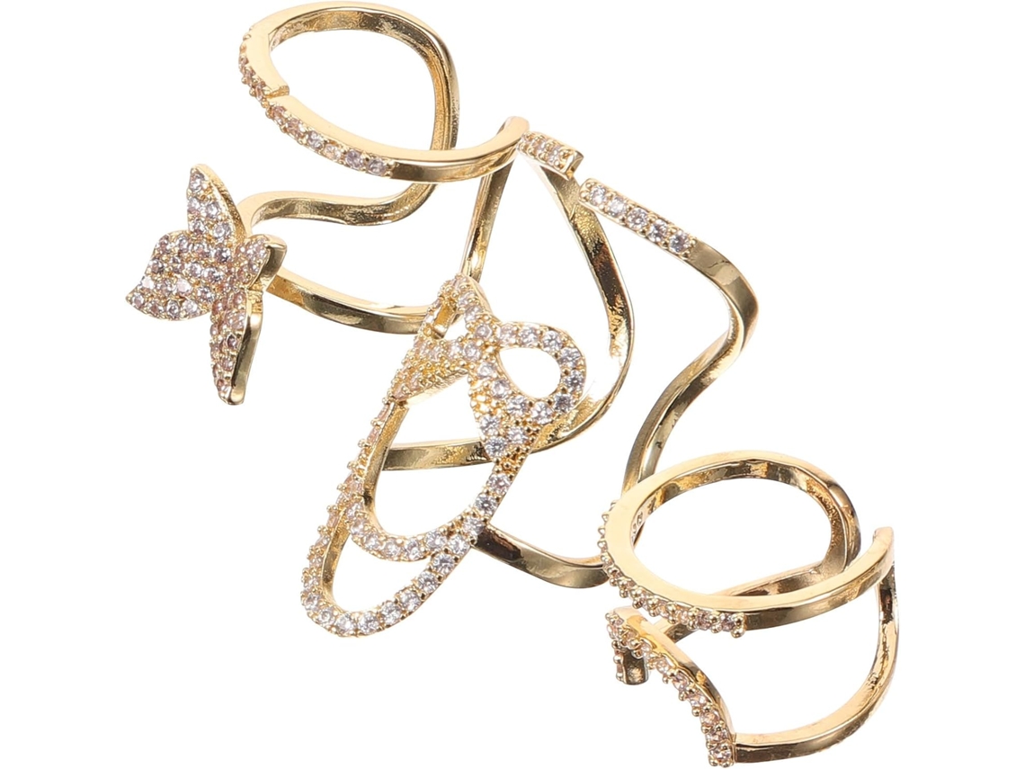 Conjunto de 3 Unha Aneis de metal dourado, removíveis e decorativos, elegantes.