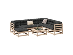 Conjunto 8 Peças Sofás De Jardim Pinho Maciço Dkd Home Decor
