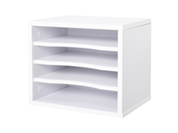 Organizador De Mesa White Wood Com 4 Camadas De Materiais Para Impressora Escuro. 35,5l X 25l X 28,6h Cm-pt
