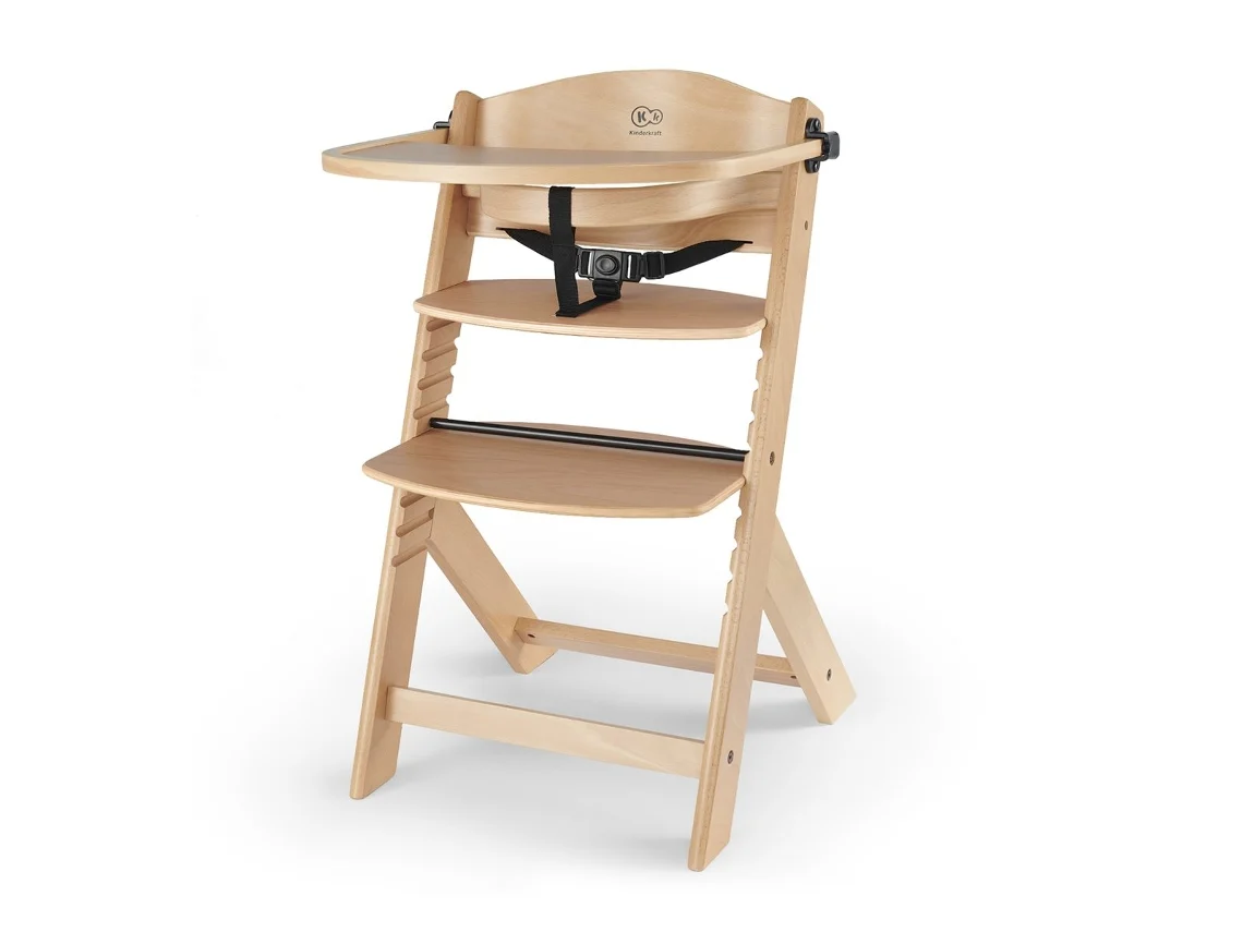 Cadeira de Papa 2 em 1 Kinderkraft ENOCK em madeira com assento regulável e apoio para os pés ajustável Madeira