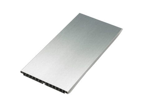 Rodapé de cozinha - Perfil de rodapé em PVC L 2,5m + Acessórios (2 tampas de canto de 90° + 1 junta) Fabricado em Itália (Cor: Alumínio, H: 100mm)