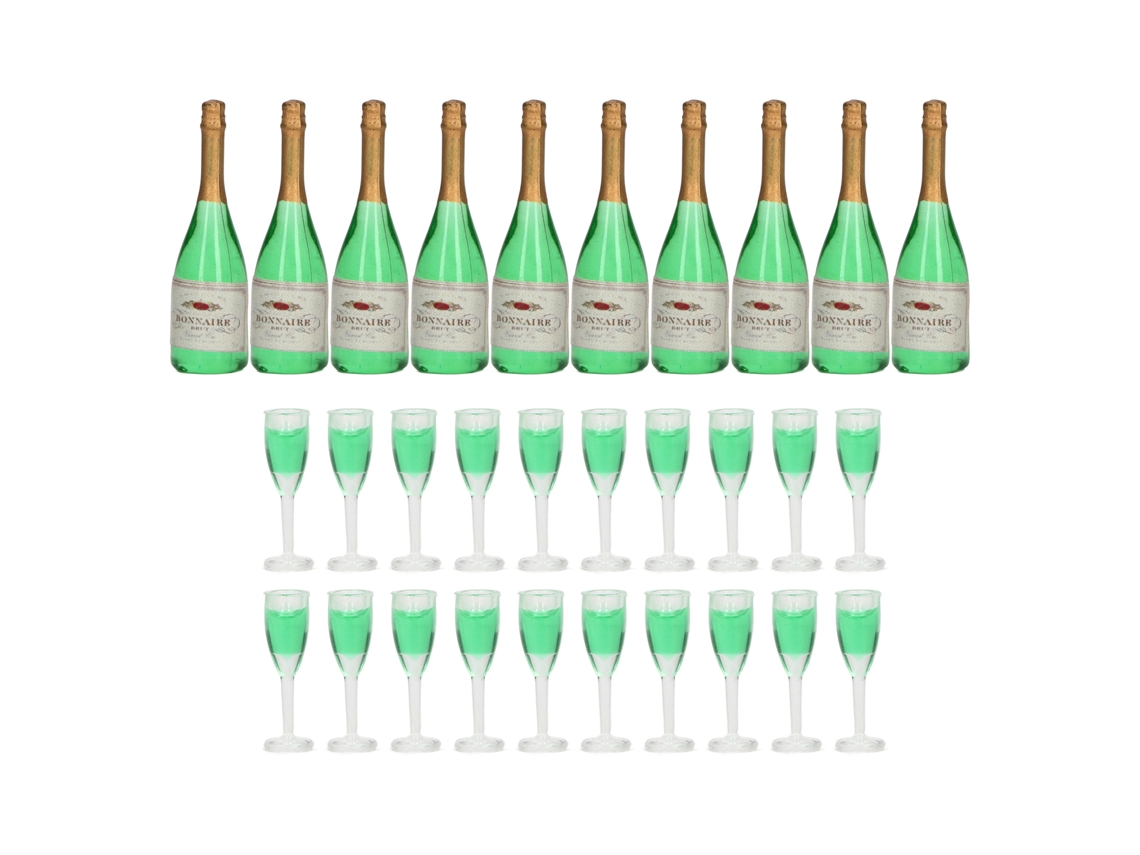 Walshlxq 10 Conjuntos de Champanhe para Casa de Bonecas Miniatura Modelo Simulação Garrafas de Vinho Copos Miniatura Decoração Diy