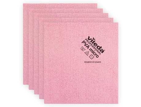 Pano Microfibra Com Revestimento Pva, 5 Unidades, Rosa/vermelho Vileda Professional
