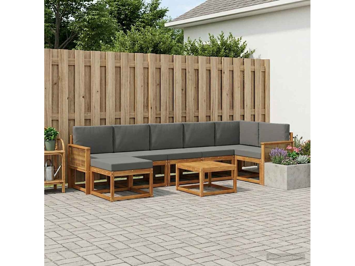 Vidaxl Conjunto De Sofás Para Exterior 8 Unid. Natural E Antracite
