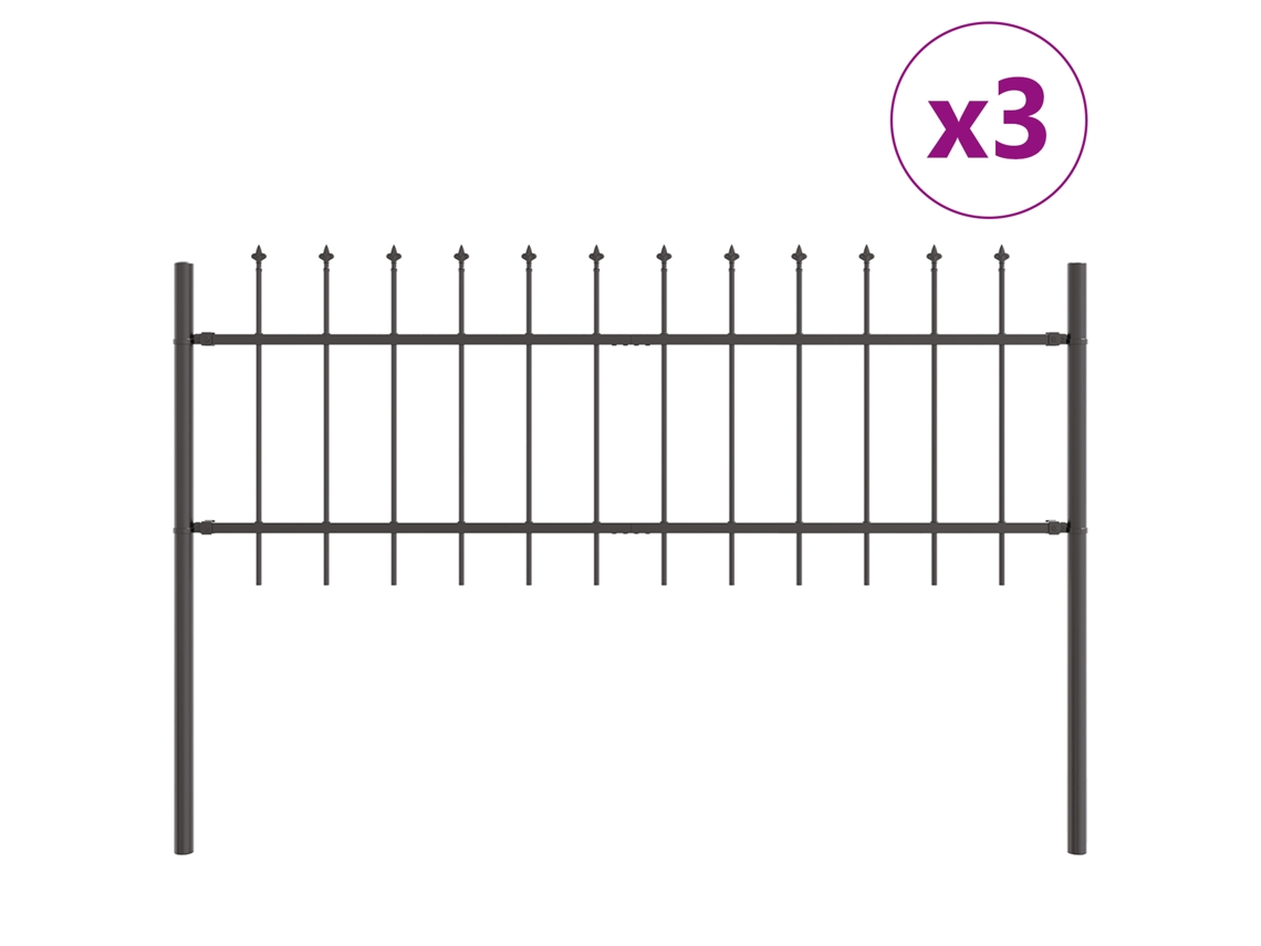 Conjunto 3 Painel De Jardim Vidaxl Cinzento Aço Revestido A Pó (5,1 X 0,6 M)