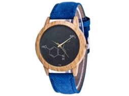 Relógio de pulso casual de quartzo com pulseira de jeans azul para homens e mulheres.