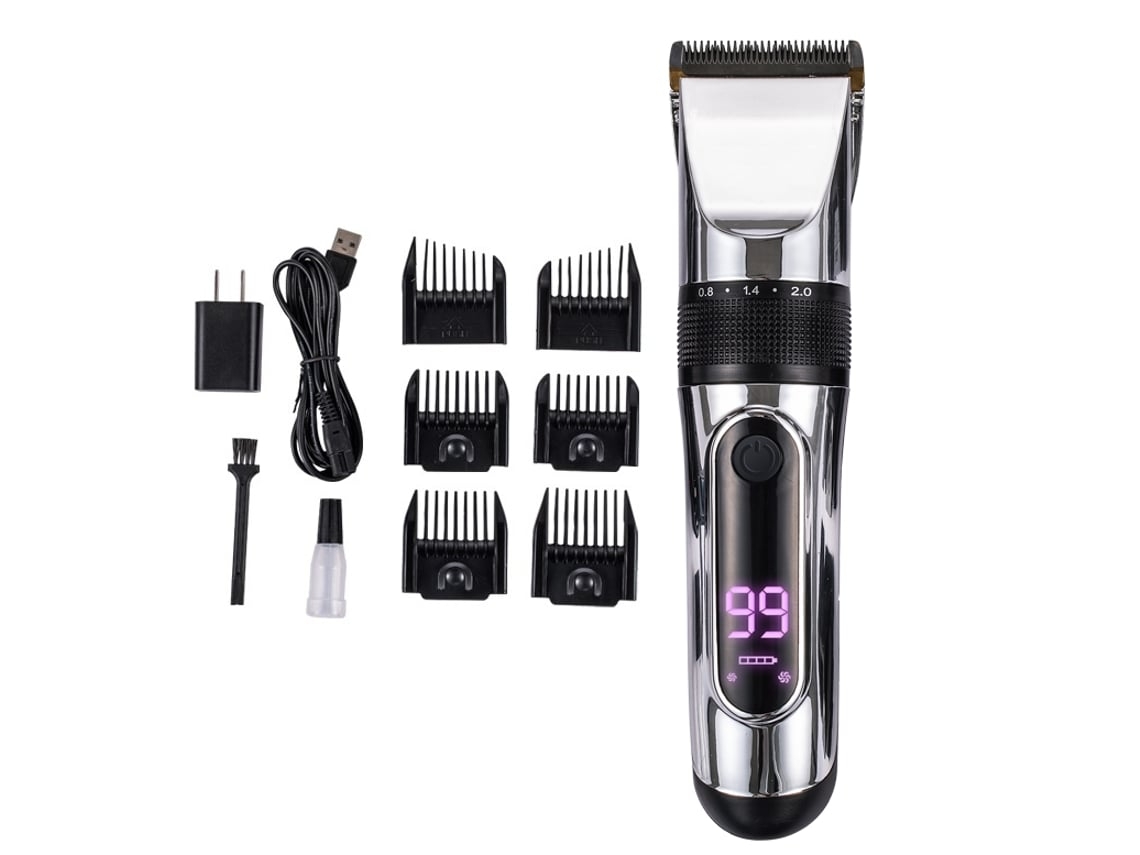 Máquina de Cortar Cabelo com Display Lcd e Acessórios Prata