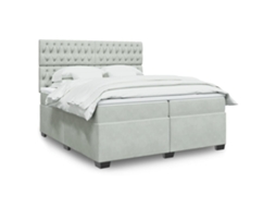 Vidaxl Cama Com Molas/colchão 200x200 Cm Veludo Cinzento-claro