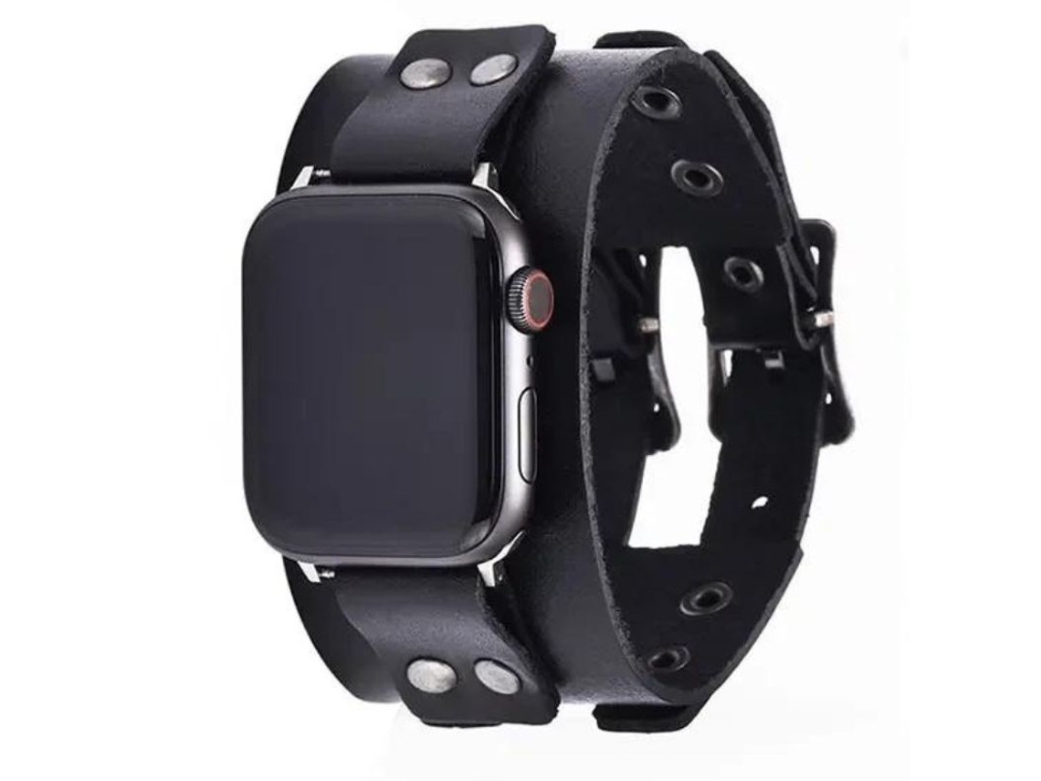 Pulseira Pele para Apple Watch Series 2 38mm ORYSIN Preta, design resistente e elegante.