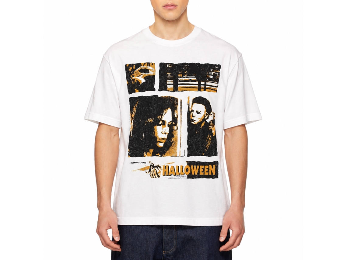 Rockinstone Halloween Movie Panels White Adult T-shirt Size:m