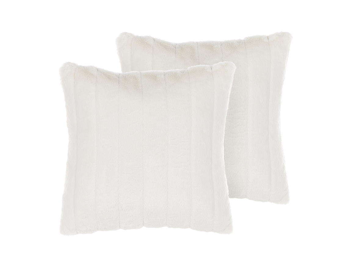 Conjunto De 2 Almofadas Decorativas Beliani Pumila De Pelo Sintético Branco 45x45x10