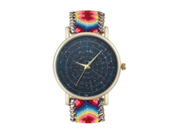 Relógio de Pulso de Quartzo Redondo com Pulseira de Lã Tejida Moda Presente
