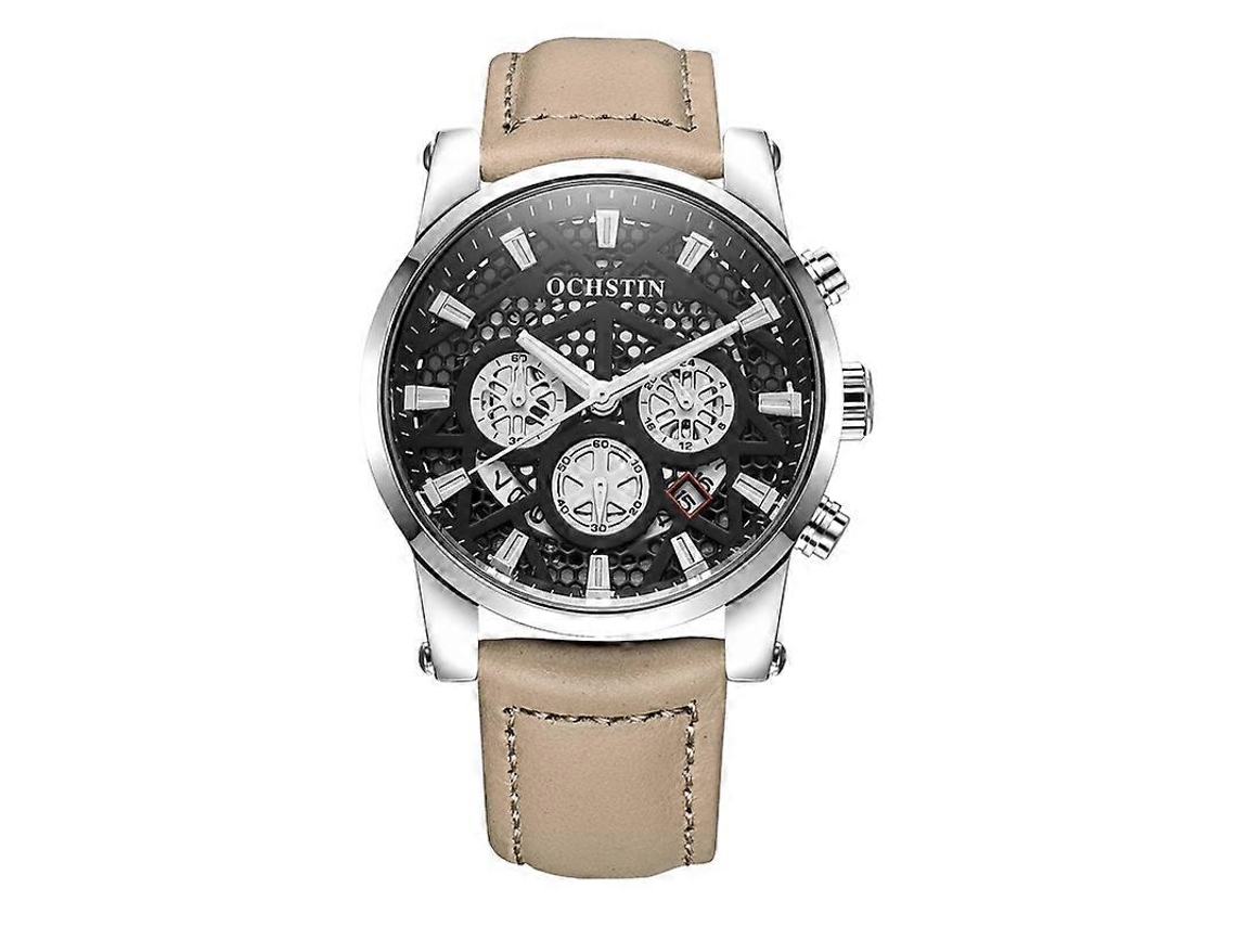 Relógio De Pulso Multifuncional Ochstin 5052b Para Negócios, À Prova D'água, Com Pulseira De Couro E Mecanismo De Quartzo.