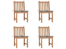 Vidaxl Cadeiras De Jardim C/ Almofadões 4 Pcs Madeira De Teca Maciça