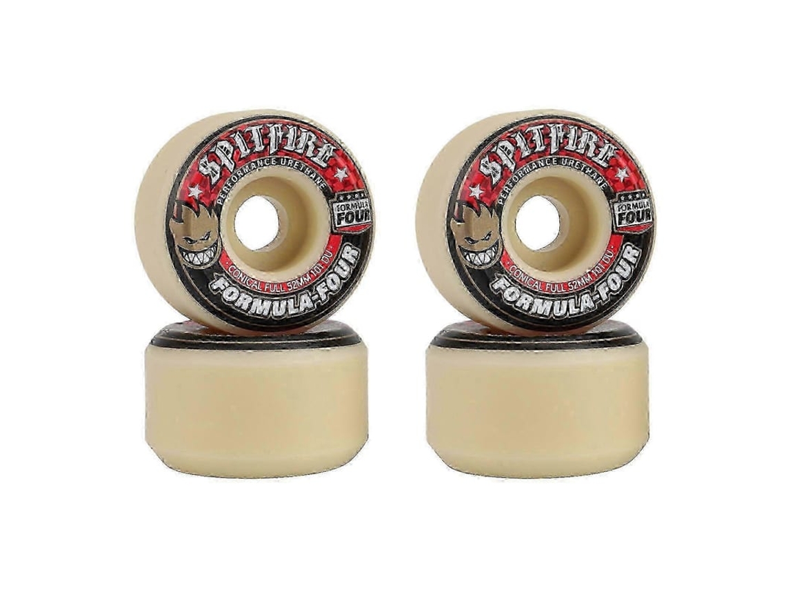 Rodas De Skateboard 52mm 101duro Black+red, Perfil Fino, Superfície Lisa, Forma Tablet
