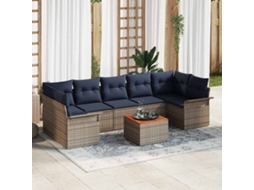Vidaxl Conjunto De Sofá De Jardim 8 Unid. Cinzeto Vime Pe