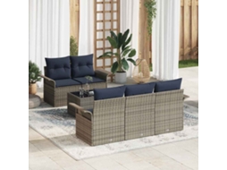 Vidaxl Conjunto De Sofá De Jardim Com Almofada 6 Pcs Cinzeto Vime Pe