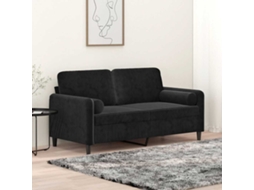 Vidaxl Sofá 2 Lugares C/ Almofadas Decorativas 140 Cm Veludo Preto