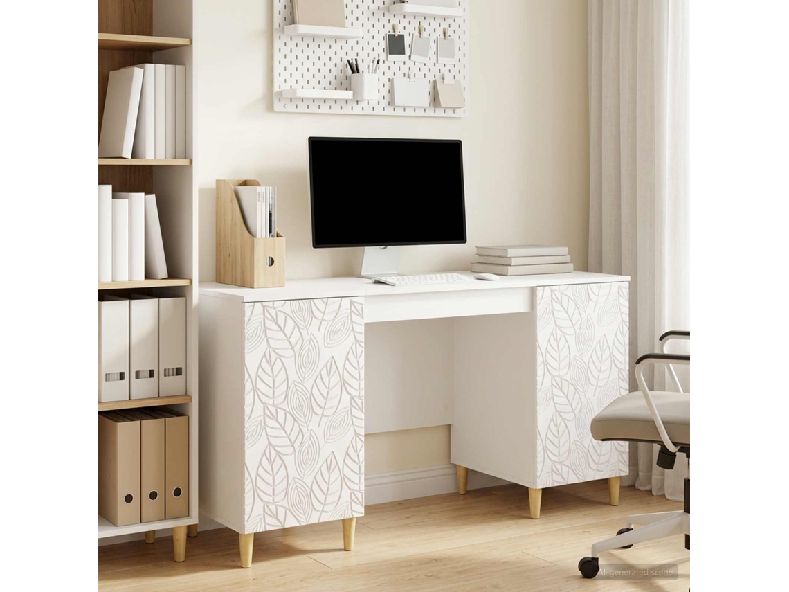 Vidaxl Mesa Branco Brilhante Derivados De Madeira 142,5 X 50 X 75 Cm