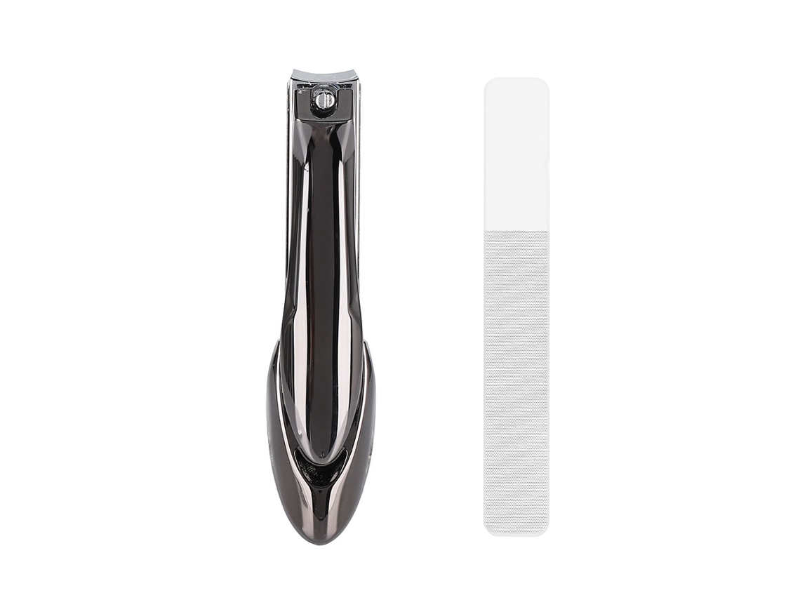 Tesoura De Unhas De Aço Carbono Profissional Com Lixa E Estojo De Armazenamento Preto